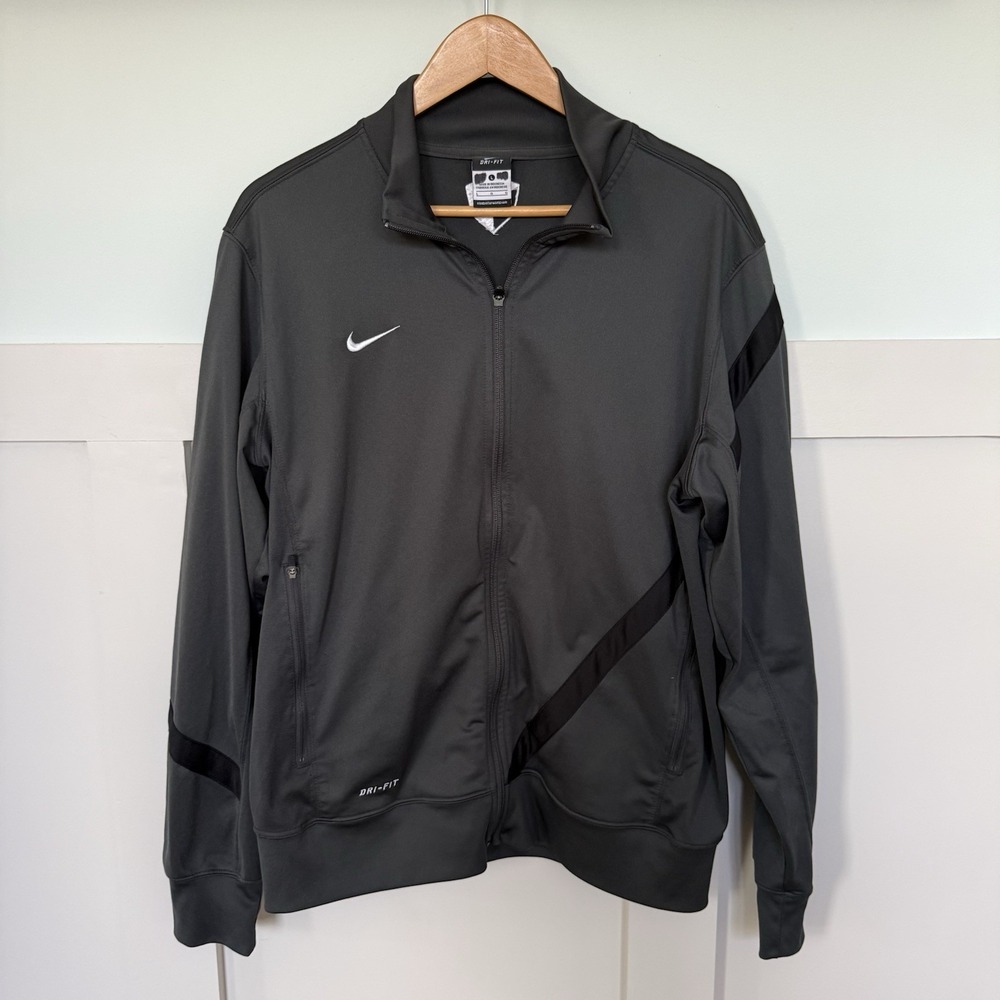 Nike Dri-fit Training Jacket Men's Large Gray Athleisure Full Zip Gym Track‎